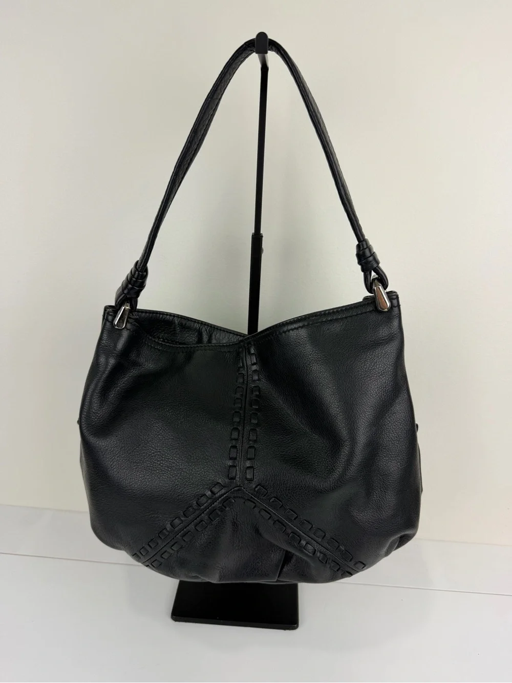 Makowsky Y2K Black Leather Hobo Shoulder Bag Boho Slouch Quiet Luxury